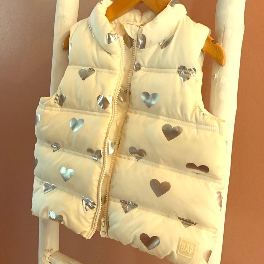 Metallic Heart Puffer Vest